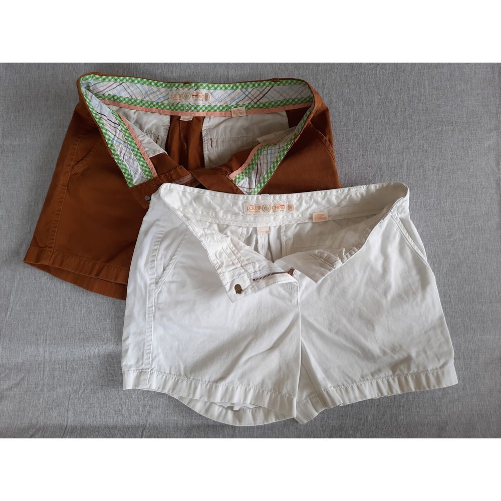 J.Crew Chino Women's 10 Classic‎ Fit White/Brown Twill  Stripes lined Shorts